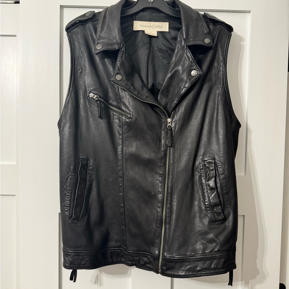 Treasure & Bond Black Leather Vest